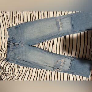 Women's Light Blue Distressed Hollister Jeans
